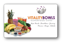 Vitality bowls logo on a white background next to healthy foods 